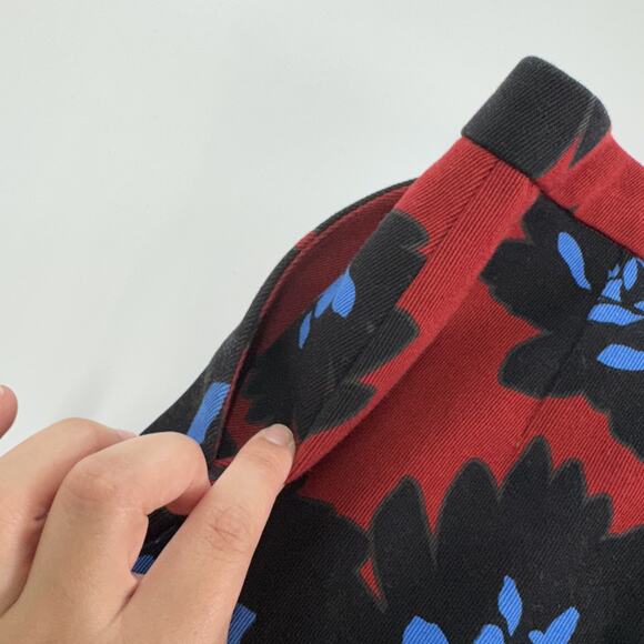 J Crew Skirt Womens 6 Red Black Blue Firework Floral Cotton Lined‎ A Line Mini - Picture 10 of 10